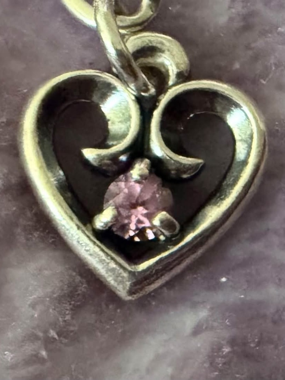 James Avery Sterling Heart Pendant with Pink Stone